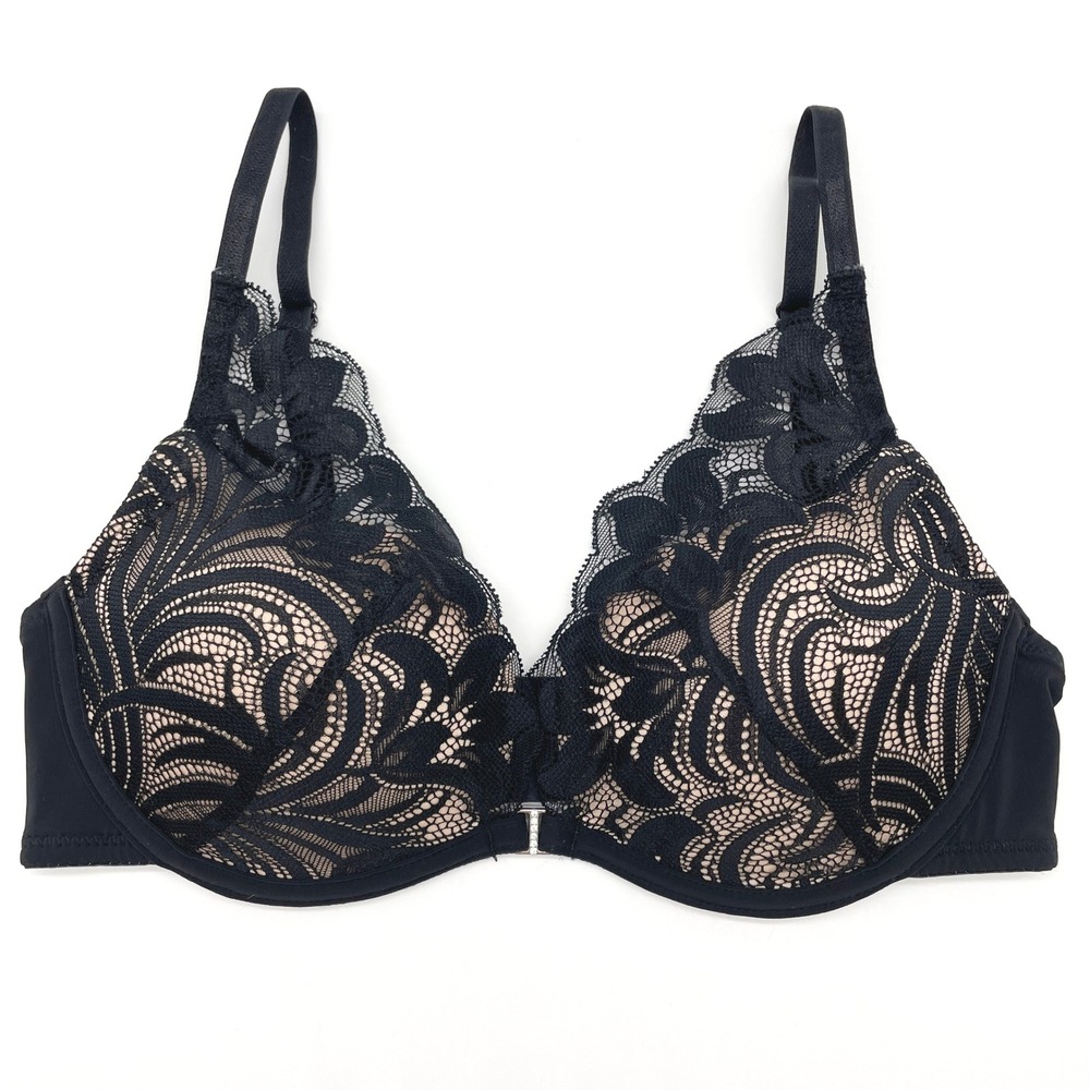 Adore Me Black Lace Plunge‎ Push Up Bra 32C Boudoir Glam Lingerie Whimsy 40043